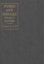 WORDS AND PHRASES LEGALLY DEFINED VOLUME 3 I-N