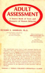 ADULT ASSESSMENT A SOURCE BOOK OF TESTS AND MEASURES OF HUMAN BEHAVIOR