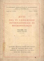 ATTI DEL VI CONGRESSO INTERNAZIIONALE DI MICROBIOLOGIA VOLUME VII