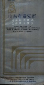 山东省泰安市 对外经济技术合作项目简介