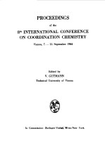 PROCEEDINGS OF THE 8TH INTERNATIONAL CONFERENCE ON COORDINATION CHEMISTRY