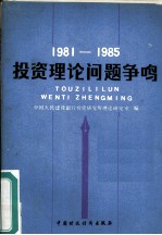 投资理论问题争鸣 1981-1985