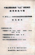 平顶山煤业集团“九五”科技项目成果转化专题  十二矿己15-17-16160采面瓦斯突出危险带预测研究报告