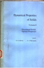 Dynamical Properties of Solids Volume 4 Disordered Solids