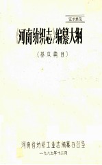 《河南纺织志》编纂大纲 基本篇目