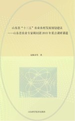 山东省“十三五”农业农村发展规划建议 山东省农业专家顾问团2015年重点调研课题