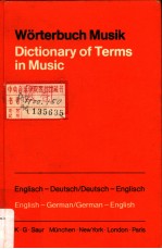 WORTERBUCH MUSIK DICTIONARY OF TERMS IN MUSIC