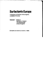 SURFACTANTS EUROPA A DIRECTORY OF SURFACE ACTIVE AGENTS AVAILABLE IN EUROPE VOLUME 1 BELGIUM REPUBL