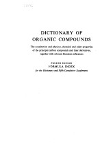 DICTIONARY OF ORGANIC COMPOUNDS FOURTH EDITION FORMULA INDEX