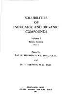 SOLUBILITIES OF INORGANIC AND ORGANIC COMPOUNDS VOL.1