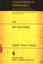 LECTURE NOTES IN MATHEMATICS 214 ERGODIC THEORY