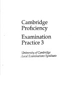 CAMBRIDGE PROFICIENCY  EXAMINATION PRACTICE 3  UNIVERSITY OF CAMBRIDGE LOCAL EXAMINATIONS SYNDICATE