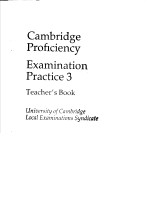 CAMBRIDGE PROFICIENCY EXAMINATION PRACTICE 3 TEACHER'S BOOK