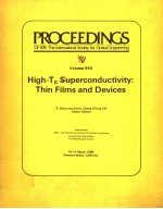 PROCEEDINGS OF SPIE-THE INTERNATIONAL SOCIETY FOR OPTICAL ENGINEERING VOLUME 948 HIGH-TC SUPERCONDU