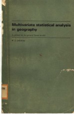 MULTIVARIATE STATISTICAL ANALYSIS IN GEOGRAPHY