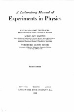 A LABORATORY MANUAL OF EXPERIMENTS IN PHYSICS SECOND EDITION