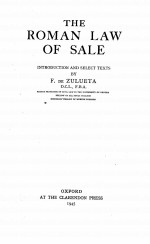 THE ROMAN LAW OF SALE INTRODUCTION AND SELECT TEXTS