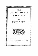 THE COMPANIONATE MARRIAGE