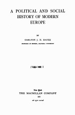 A POLITICAL AND SOCIAL HISTORY OF MODERN EUROPE