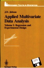 APPLIED MULTIVARIATE DATA ANALYSIS VOLUME 1 REGRESSION AND EXPERIMENTAL DESIGN