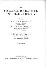 A SYSTEMATIC SOURCE BOOK IN RURAL SOCIOLOGY VOLUME Ⅰ