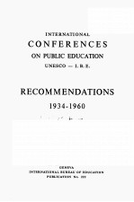 RECOMMENDATIONS 1934-1960