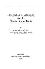 INTRODUCTION TO CATALOGING AND THE CLASSIFICATION OF BOOKS