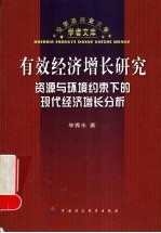 有效经济增长研究 资源与环境约束下的现代经济增长分析