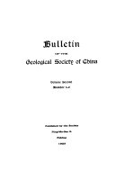 BULLETIN OF THE GEOLOGICAL SOCIETY OF CHINA VOL 2