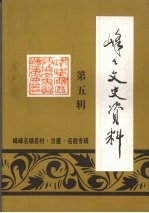 峰峰文史资料 第五辑 峰峰名镇名村·古建·名胜专辑