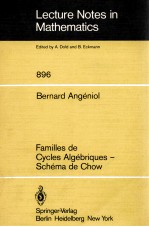 LECTURE NOTES IN MATHEMATICS 896: FAMILLES DE CYCLES ALGEBRIQUES - SCHEMA DE CHOW