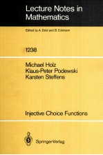 LECTURE NOTES IN MATHEMATICS 1238: INJECTIVE CHOICE FUNCTIONS