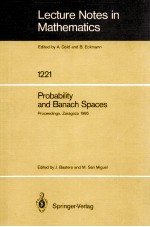 LECTURE NOTES IN MATHEMATICS 1221: PROBABILITY AND BANACH SPACES