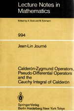 LECTURE NOTES IN MATHEMATICS 994: CALDERON-ZYGMUND OPERATORS