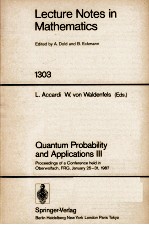 LECTURE NOTES IN MATHEMATICS 1303: QUANTUM PROBABILITY AND APPLICATIONS III