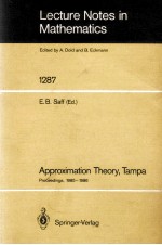 LECTURE NOTES IN MATHEMATICS 1287: APPROXIMATION THEORY