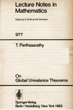 LECTURE NOTES IN MATHEMATICS 977: ON GLOBAL UNIVALENCE THEOREMS