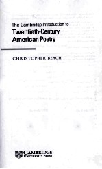 THE CAMBRIDGE INTRODUCTION TO TWENTIETH-CENTURY AMERICAN POETRY