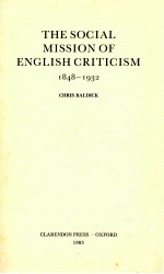 THE SOCIAL MISSION OF ENGLISH CRITICISM 1848-1932