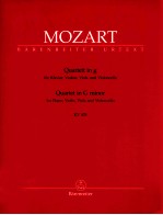 Quartet in g minor for piano Violin Viola and Violoncello KV 478 Urtext of the New Mozart edition BA