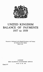 UNITED KINGDOM BALANCE OF PAYMENTS 1957 TO 1959