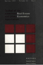 HOURNAL OF THE AMERICAN REAL ESTATE AND URBAN ECONOMICS ASSOCIATION