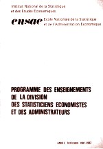 PROGRAMME DES ENSIGNEMENTS DE LA DIVISION DES STATISTICIENS ECONOMISTES ET DES SDMINSTRATEURS