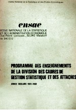 PROGRAMME DES ENSIGNEMENTS DE LA DIVISION DES STATISTICIENS ECONOMISTES ET DES SDMINSTRATEURS ANNEE