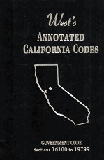 WEST'S ANNOTATED CALIFORNIA CODES GOVERNMENT CODE SECTIONS 16100 TO 19799