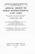 ANNUAL DIGEST OF PUBLIC INTERNATIONAL LAW CASES YESARS 1923 TO 1924