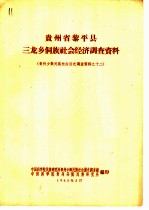 贵州省黎平县三龙乡侗族社会经济调查资料