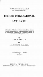 BRITISH INTERNATIONAL LAW CASES VOLUME 9