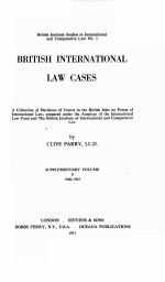 BRITISH INTERNATIONAL LAW CASES SUPPLEMENTARY VOLUME 8