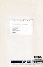 QUALITY AND RELIABILITY OF ELECTRICAL SUPPLY:CONFERENCE PROCEEDINGS-SELECTED PAPERS